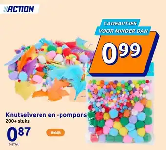 Action Knutselveren en -pompons aanbieding