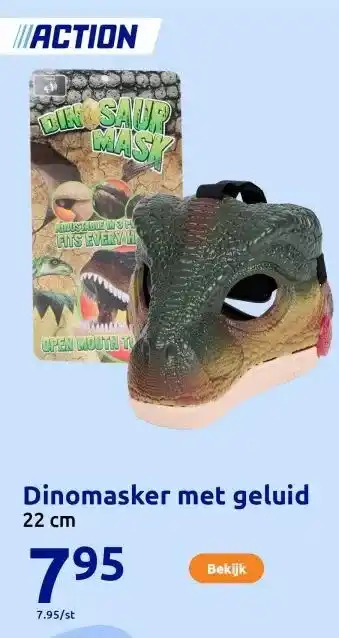 Action Dinomasker met geluid aanbieding