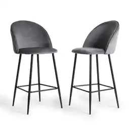 Action Barkruk Velvet 2 stuks - Granite Grey aanbieding