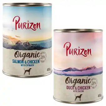 Zooplus Voordeelpakket: Purizon Organic 24 x 400 g - Voordeelpakket 2: 12 x Eend en kip, 12 x zalm en kip aanbieding
