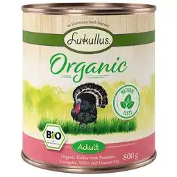 Zooplus 12x800g Lukullus Organic Adult Kalkoen met Courgette Glutenvrij Honden Natvoer aanbieding