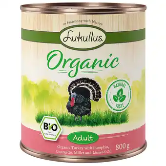 Zooplus 12x800g Lukullus Organic Adult Kalkoen met Courgette Glutenvrij Honden Natvoer aanbieding
