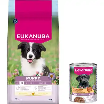 Zooplus 15 kg Eukanuba droogvoer voor honden + 3 x 400 g natvoer kalkoen gratis! aanbieding