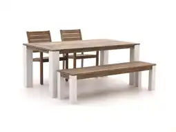 Kees Smit ROUGH-S/ROUGH-X 180cm dining tuinset met bank 4-delig stapelbaar aanbieding