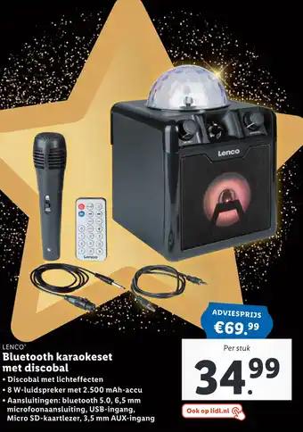 Lidl Lenco Bluetooth Karaokeset Met Discobal aanbieding