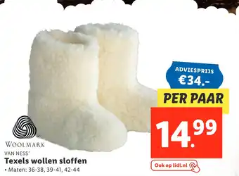 Lidl Woolmark Van Ness Texels Wollen Sloffen aanbieding