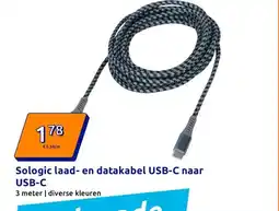 Action Sologic laad- en datakabel USB-C naar USB-C aanbieding