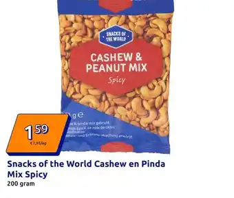 Action Snacks of the World Cashew en Pinda Mix Spicy aanbieding