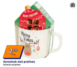 Action Kerstmok met pralines aanbieding
