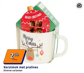 Action Kerstmok met pralines aanbieding