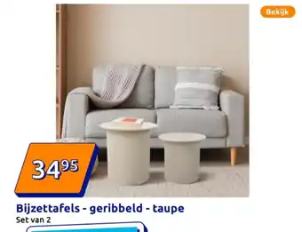 Action Bijzettafels geribbeld, taupe aanbieding