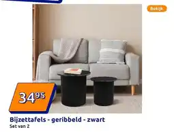 Action Bijzettafels - geribbeld - zwart aanbieding