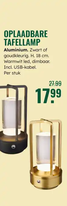 GroenRijk Oplaadbare tafellamp aanbieding