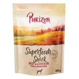 Zooplus Voordeelpak: 3x100g Purizon Superfoods Rundvlees met Kip, Erwten & Veenbessen Hondensnacks aanbieding