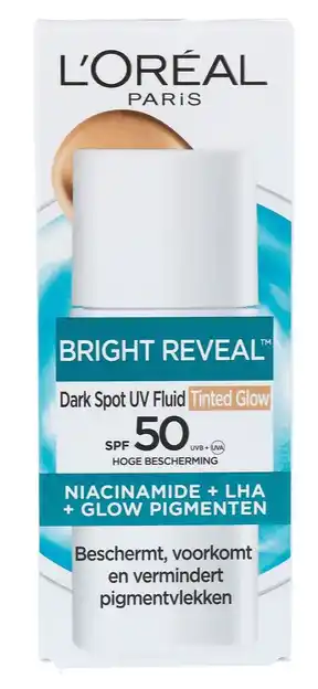 De Online Drogist L'Oréal Paris Bright Reveal SPF50 Tinted Glow Fluid aanbieding