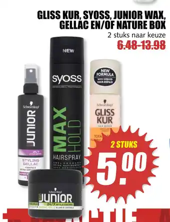 MCD Supermarkt Gliss Kur, Syoss, Junior Wax, Gellác En/Of Nature Box aanbieding