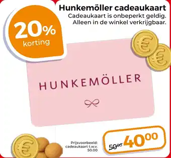 Trekpleister Hunkemöller cadeaukaart aanbieding