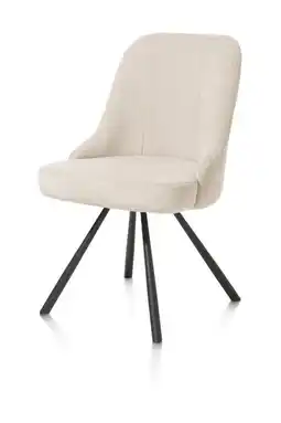 Happy@Home Eva, eetkamerstoel - draaibaar - 4-poot - incl. pocketvering - stof Livigno - Creme aanbieding