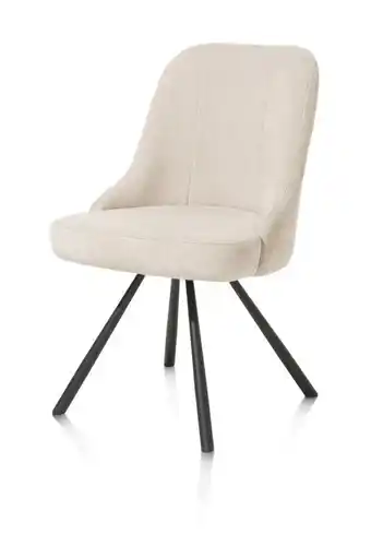 Happy@Home Eva, eetkamerstoel - draaibaar - 4-poot - incl. pocketvering - stof Livigno - Creme aanbieding