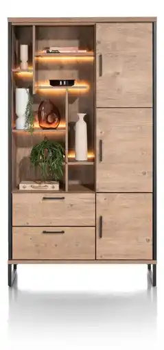 Happy@Home Pantin, bergkast 110 cm - 3-deuren + 2-laden + 7-niches (+ LED) aanbieding