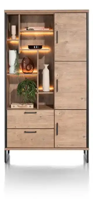 Happy@Home Pantin, bergkast 110 cm - 3-deuren + 2-laden + 7-niches (+ LED) aanbieding