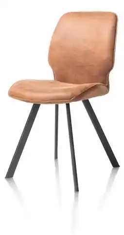 Happy@Home Semmi, eetkamerstoel - zwart frame - microleder Taurus - Cognac aanbieding