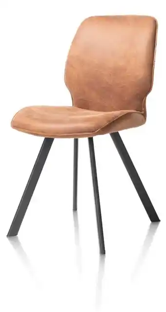 Happy@Home Semmi, eetkamerstoel - zwart frame - microleder Taurus - Cognac aanbieding