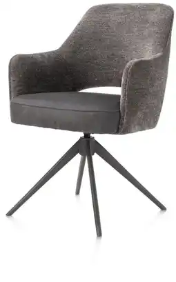 Happy@Home Brad, armstoel - draaibaar - metalen graphiet frame - combi Enzo / Calabria - Antraciet aanbieding