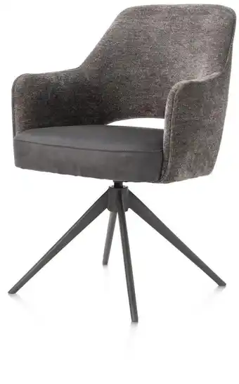 Happy@Home Brad, armstoel - draaibaar - metalen graphiet frame - combi Enzo / Calabria - Antraciet aanbieding
