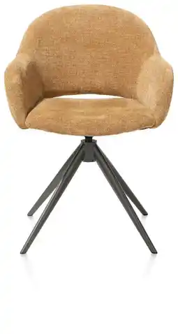 Xooon Finn, armstoel terugdraai - graphiet frame - stof Livigno - Okergeel aanbieding