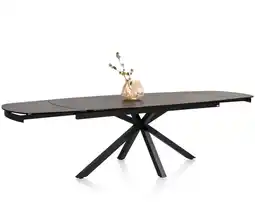 Xooon Montello, uitschuiftafel 200 x 100 cm. (+ 2 x 50) - centrale poot - keramiek blad - zwart aanbieding