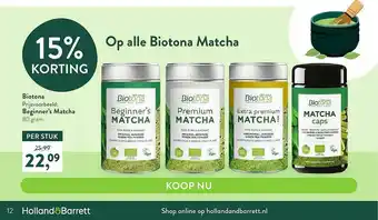 Holland & Barrett Biotona Of Beginner's Matcha aanbieding