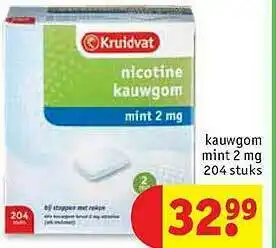 Kruidvat Kruidvat Nicotine Kauwgom Mint 2 Mg aanbieding