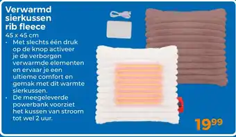 Trekpleister Verwarmd sierkussen rib fleece aanbieding