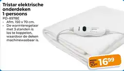 Trekpleister Tristar elektrische onderdeken 1 persoons aanbieding
