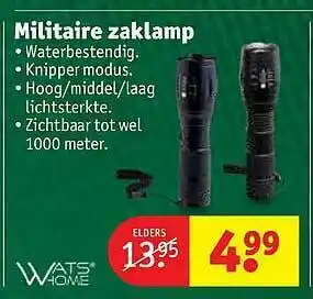 Kruidvat Wats Home Militaire Zaklamp aanbieding