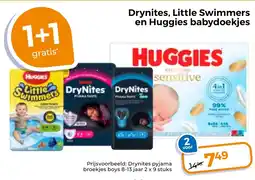 Trekpleister Drynites, Little Swimmers en Huggies babydoekjes aanbieding