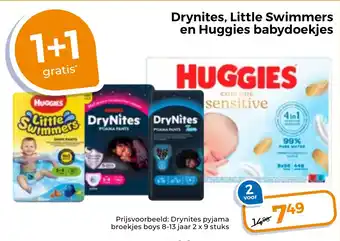 Trekpleister Drynites, Little Swimmers en Huggies babydoekjes aanbieding
