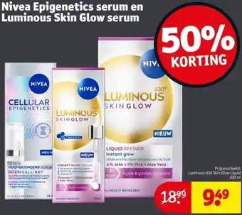 Kruidvat Nivea Epigenetics serum en Luminous Skin Glow serum aanbieding