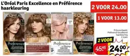 Kruidvat L'Oréal Paris Excellence en Préférence haarkleuring aanbieding