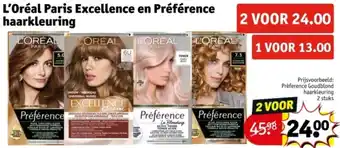 Kruidvat L'Oréal Paris Excellence en Préférence haarkleuring aanbieding