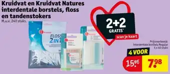 Kruidvat Kruidvat en Kruidvat Natures interdentale borstels, floss en tandenstokers aanbieding