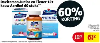 Kruidvat Davitamon Junior en Tiener 12+ kauw Aardbei 60 stuks aanbieding