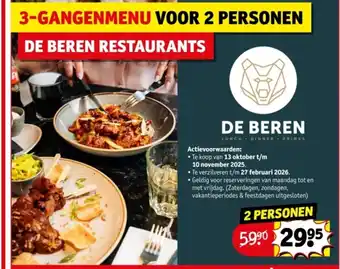 Kruidvat 3-Gangenmenu Voor 2 Personen De Beren Restaurants aanbieding