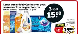 Kruidvat Lenor wasmiddel vloeibaar en pods, wasverzachter en geurbooster aanbieding