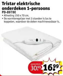 Kruidvat Tristar elektrische onderdeken 1-persoons PD-8978E aanbieding