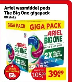 Kruidvat Ariel wasmiddel pods The Big One gigapack aanbieding