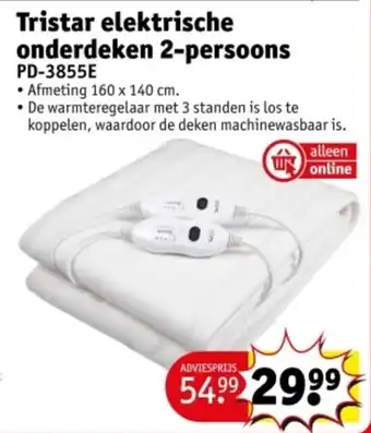 Kruidvat Tristar elektrische onderdeken 2-persoons PD-3855E aanbieding
