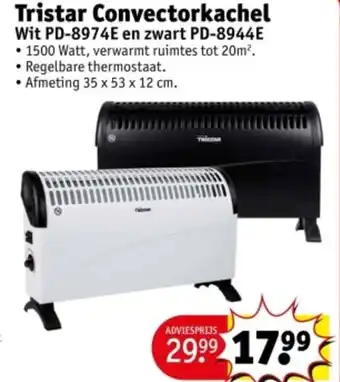 Kruidvat Tristar Convectorkachel Wit PD-8974E en zwart PD-8944E aanbieding
