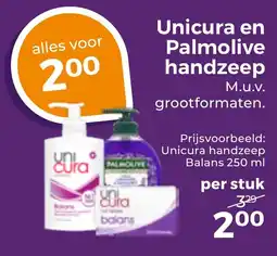 Trekpleister Unicura en Palmolive handzeep aanbieding
